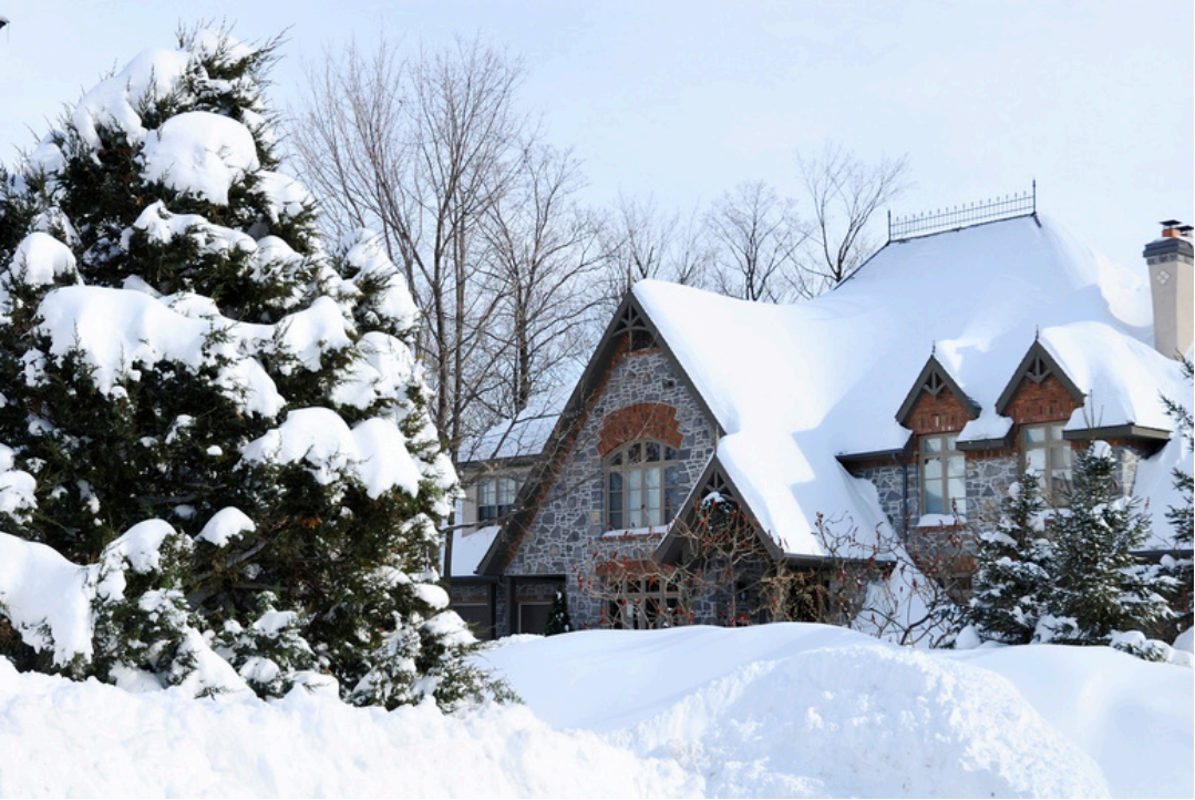 home covered in snow